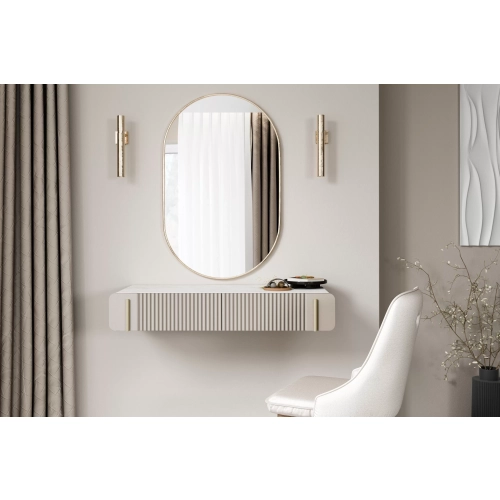 Toaletka Malmi 100 cm wisząca z szufladami - kaszmir / crema bianca / złoty